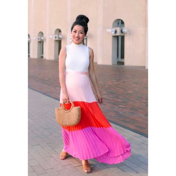 NWOT Express Color block Pleated Skirt - Picture 1 of 7